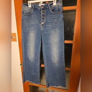 TNR Classic Blue Button-Fly Women Wide Leg Jeans